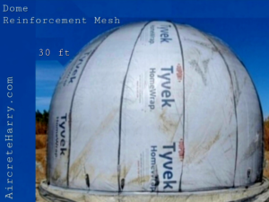 30 Foot Diameter • 19 Foot Tall Dome Fiberglass Reinforcement Mesh • Custom Order • by Aircrete-Harry