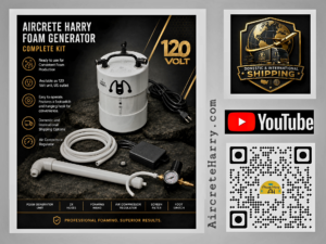 Aircrete Harry Foam Generator • 120 Volt unit, US outlet. Ready to use incl. Wand incl. Convenient Footswitch. Hands-Free! No refund, Email: AircreteHarry@gmail.com