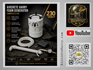 230 Volt, EU Outlet • Aircrete Harry Foam Generator unit. Ready to use incl. Wand + Convenient Footswitch. Hands-Free! No refund, Email: aircreteharry@gmail.com