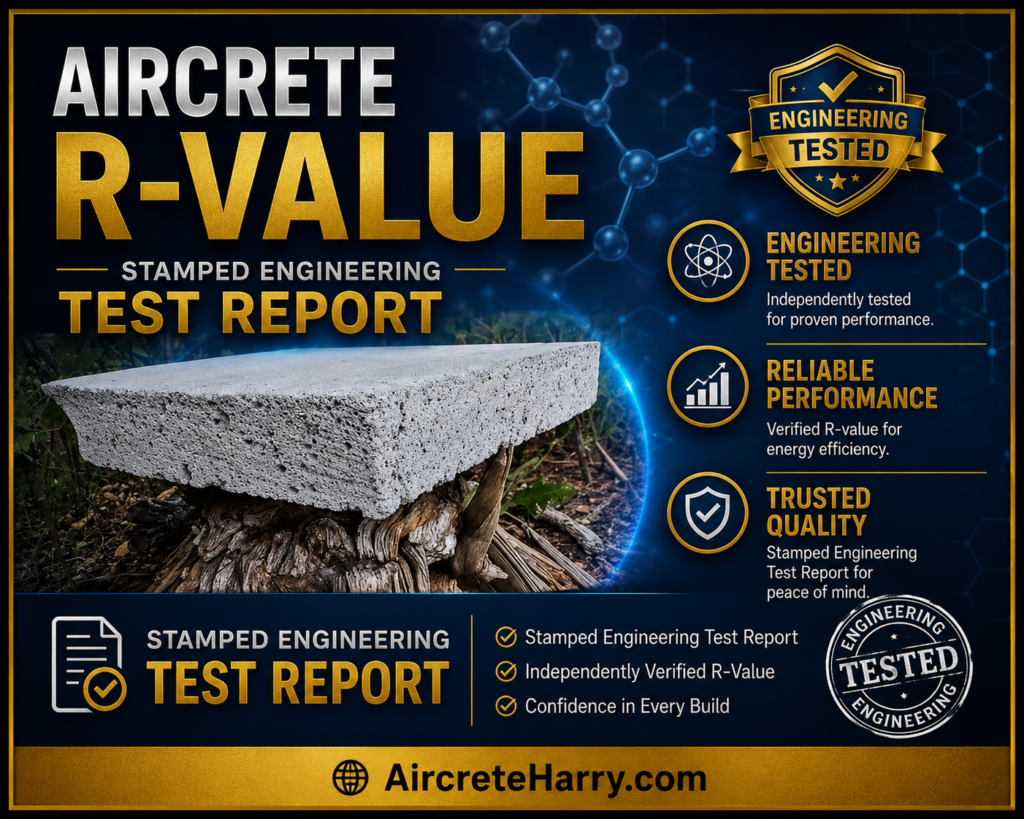 Aircrete R-Value Test Report | 65-Gallon Aircrete Mix | Stamped Engineering Report | No Refunds | AircreteHarry.com