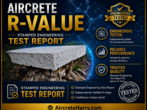 Aircrete R-Value • Stamped Engineering Test Report • for a 65 Gallon Aircrete Mix, no refund, AircreteHarry.com