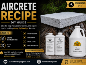 Aircrete Recipe • Mixing Instructions and Aircrete Tools list link • Great for insulation - downloadable Pdf file purchase, no refund - AircreteHarry.com | Email: AircreteHarry@gmail.com