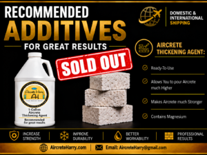 1-Gallon Aircrete Thickening Agent | Supports Higher Aircrete Pours & Improved Strength | Recommended for Cement Projects | Featured on YouTube | See Listing Details | No Refunds | AircreteHarry.com
