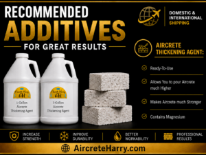 2-Gallons Aircrete Thickening Agent • allows you to pour Aircrete much Higher, makes it Stronger - as seen on YouTube • see description for more details, no refund - Recommended for All Cement Work. AircreteHarry.com