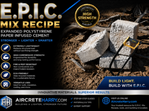 E.P.I.C. Mix Recipe: 5 Types of Strength • Expanded Polystyrene Paper Infused Cement - incl. Mixing Instructions, downloadable Pdf file purchase, no refund - AircreteHarry.com