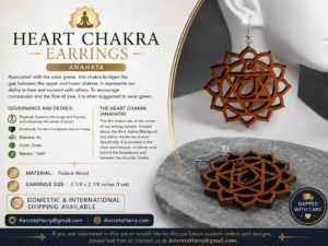 The Heart Chakra (Anahata) • Earrings / Jewelry • Wooden Creation, no refund - AircreteHarry.com