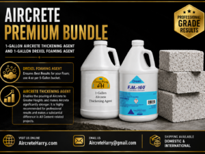 1-Gallon Aircrete Thickening Agent and 1-Gallon Drexel Foaming Agent • for making consistent foam • see description for more details, no refund. Recommended for All Cement Work