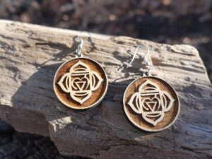 The Small Root Chakra • Muladhara • Chakra Earrings / Jewelry • Wooden Creation • by Mr. & Mrs. Aircrete-Harry (Set# 2)