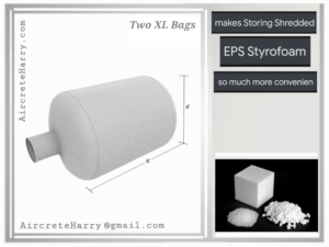 Two x Styrofoam Shredding Storage Bags • Extra Large • Makes Storing Shredded EPS Styrofoam so much More Convenient - Recommended for E.P.I.C. Cement Mix & Styro-Aircrete - AircreteHarry.com