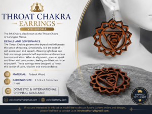 The Throat Chakra (Vishuddha) • Earrings / Jewelry • Wooden Creation, no refund - AircreteHarry.com
