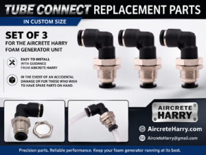 Tube Connect Replacement Parts, custom size, no refund • Set of 3, for the Aircrete Harry Foam Generator
